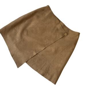 NEW Shandu Faux Suede Asymmetrical Skirt Tan Festival Size Small
